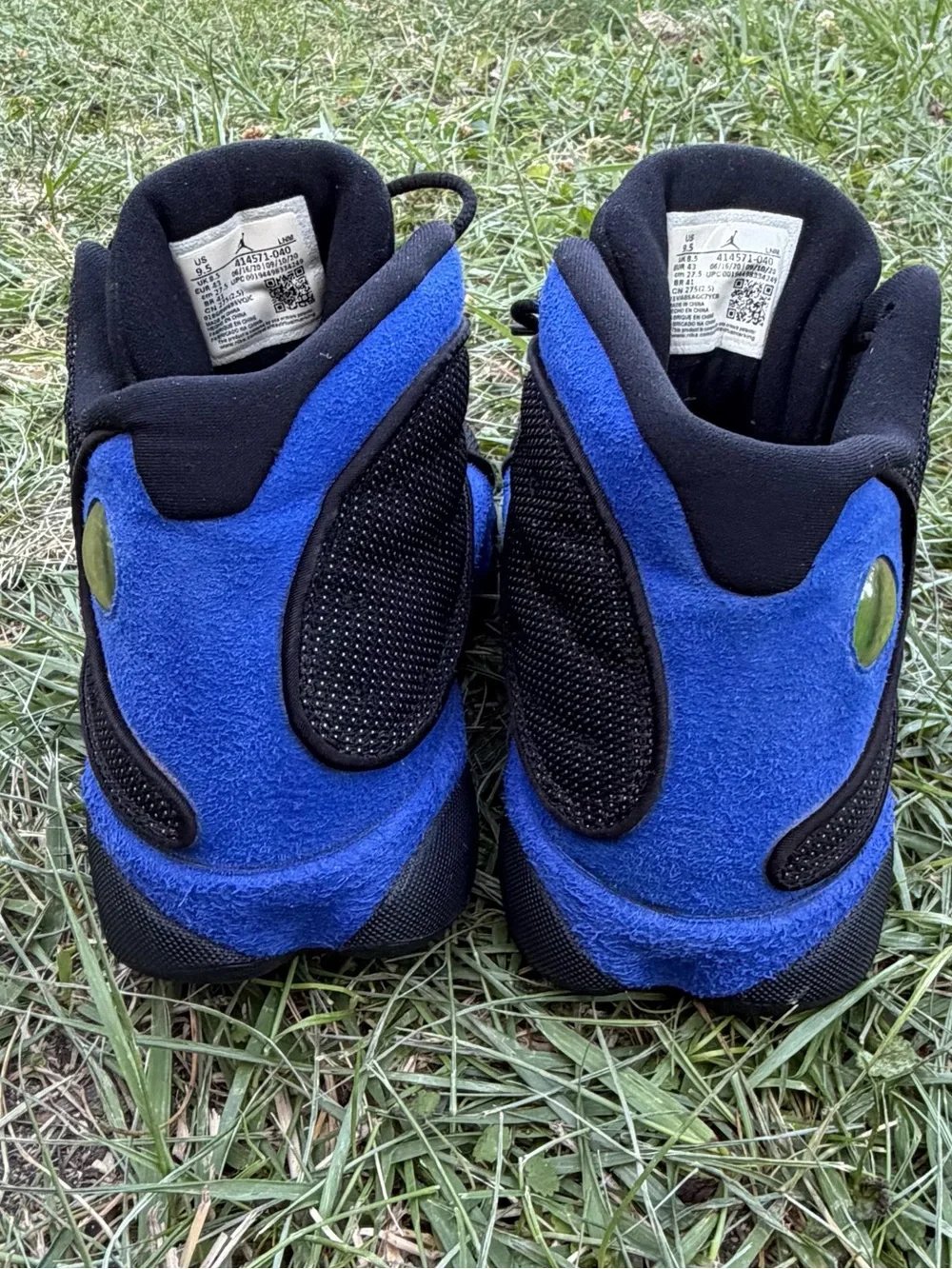 Jordan Black and Royal Blue High-Top Basketball Sneakers